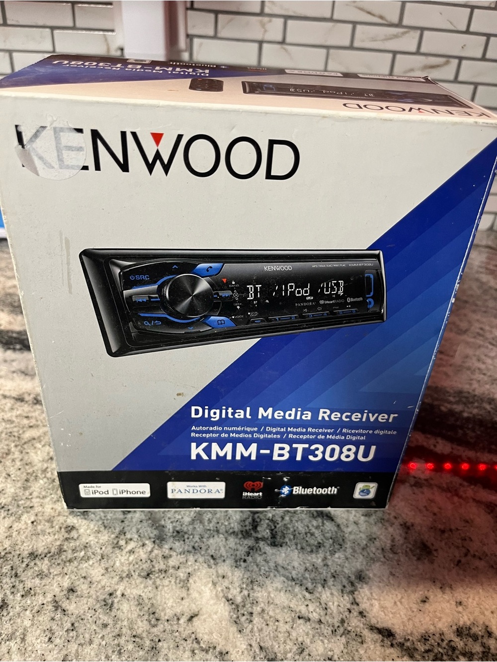 Kenwood KMM-BT308U Digital Media Receiver - Black with Blue Accents